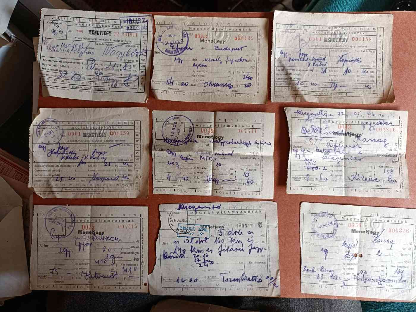 Magyar Államvasutak MÁV Egyéb jegyek, menetjegyek