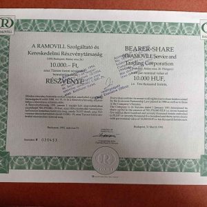 Ramovill részvény 10000 forint 1992